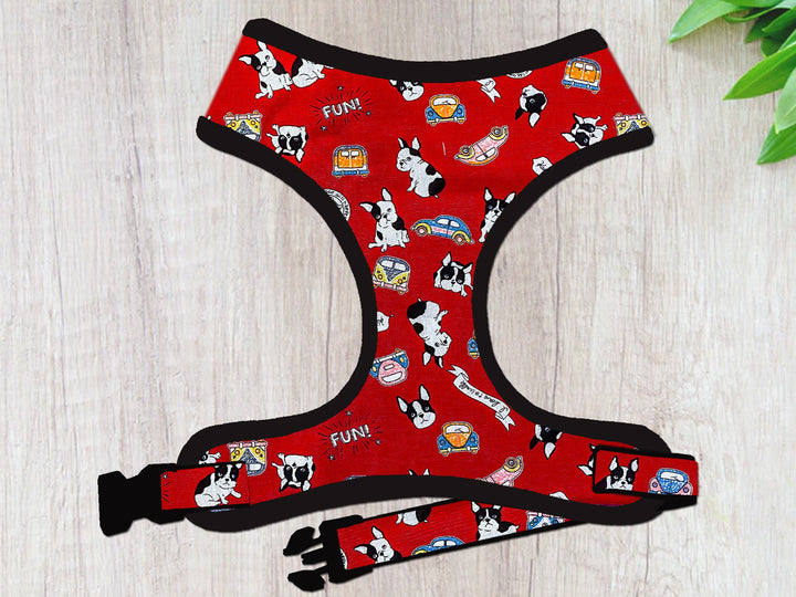 French bulldog harness vest/ boy girl  Frenchie harness/ Boston Terrier harness/ cute red dog harness/ small mesium puppy dog harness
