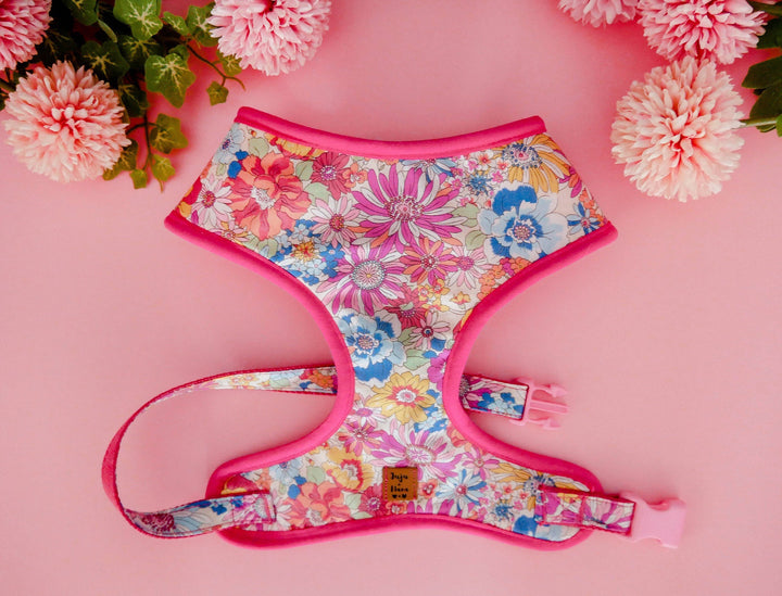 flower Girl dog harness/ pink floral dog harness/ custom daisy dog harness/ small puppy harness/ designer medium dog harness