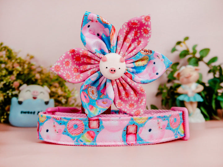 Dog collar with flower - Piggy, donut, and popsicle