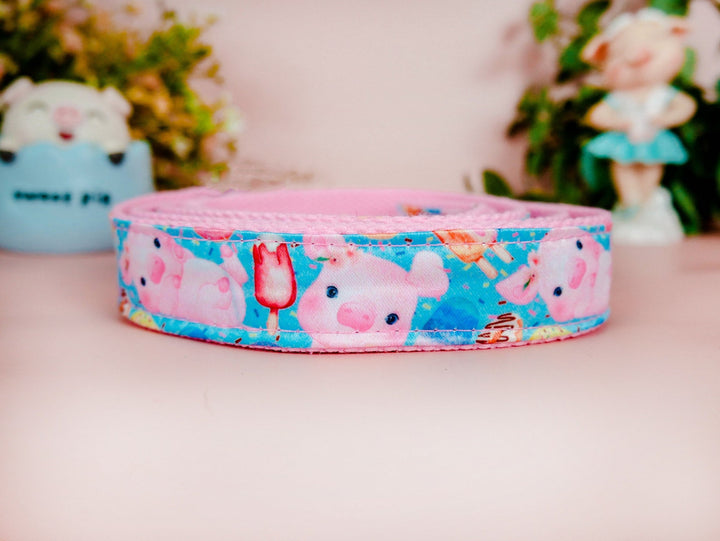 Piggy popsicle dog collar/ girl boy donut dog collar/ cute pig dog collar/ large small puppy collar/ food fabric dog collar