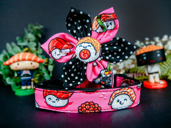 Dog collar with flower - Pinky Sushi