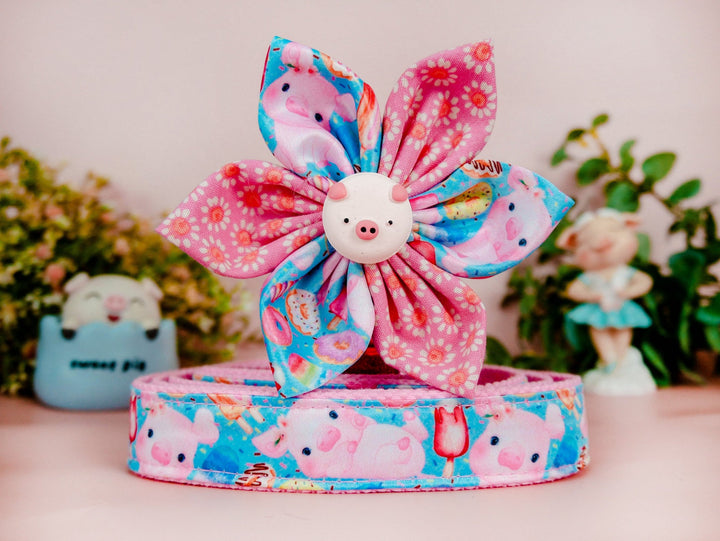 Dog collar with flower - Piggy, donut, and popsicle