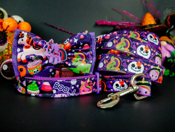 Halloween dog collar with bow tie - Unicorn party