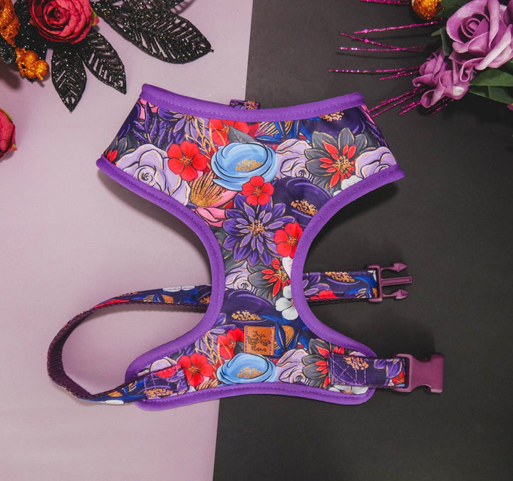 Halloween/Fall/Autumn/Thanksgiving purple glitter floral dog harness
