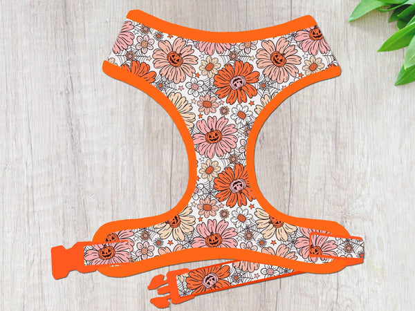 Halloween dog harness - Spooky Floral and Jack O Lantern