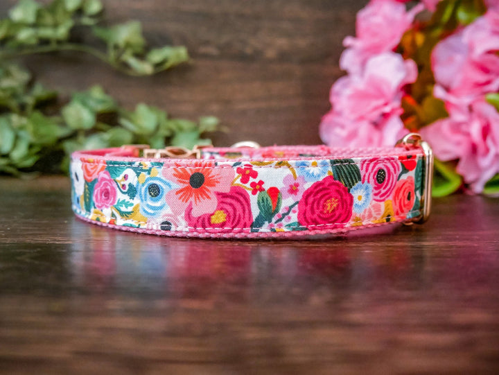 Floral dog collar/ Personalized Laser Engraved Buckle Dog Collar/ rifle paper co/ girl flower dog collar/ colorful boho designer dog collar