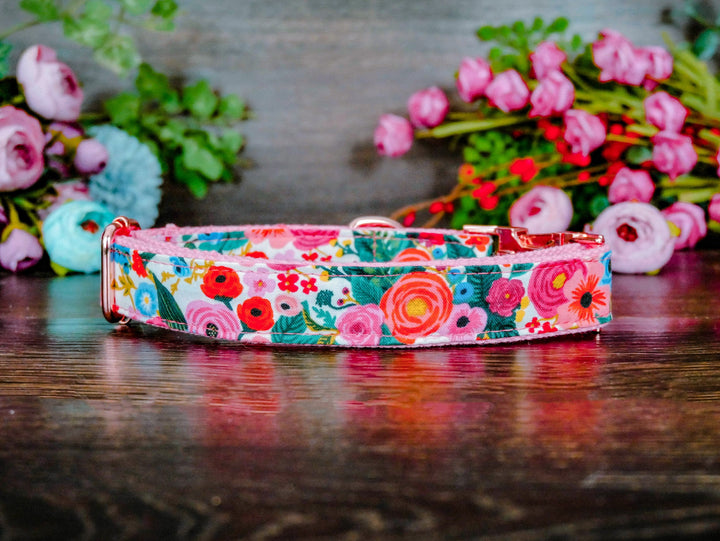 Floral dog collar/ Personalized Laser Engraved Buckle Dog Collar/ rifle paper co/ girl flower dog collar/ colorful boho designer dog collar