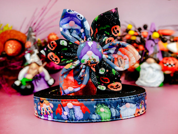Halloween dog collar with flower - Gnomes