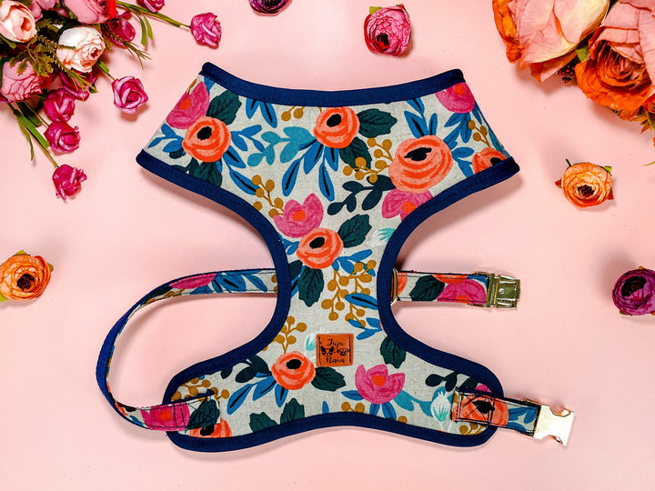 floral girl dog harness/ rifle paper co/ Small medium dog harness vest/ Flower fabric dog harness/ custom puppy harness/ designer harness