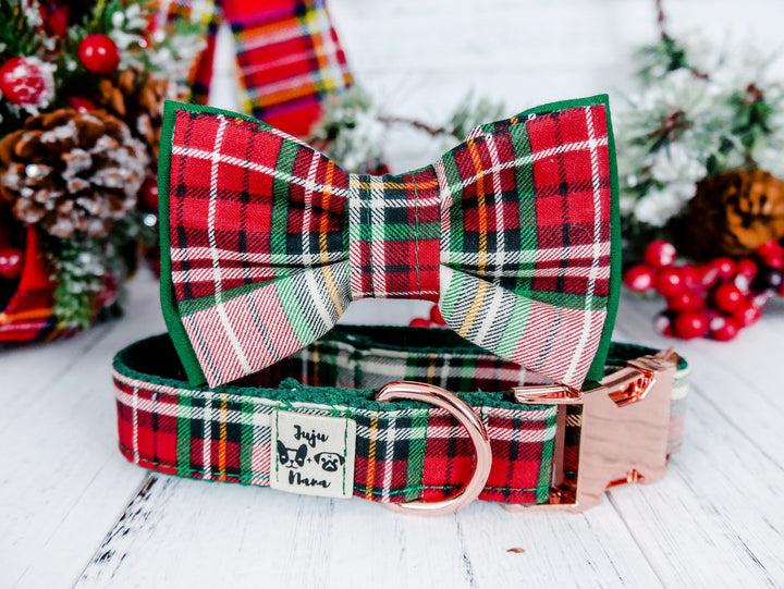 Dog harness set - Christmas Lodge Plaid