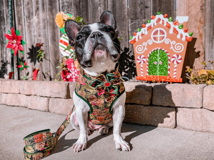 Christmas glitter pinecones dog harness/ boy girl dog harness vest