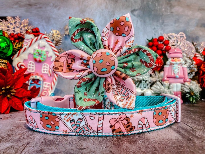 Dog collar with flower - Christmas cookies