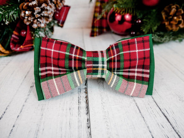 Christmas dog collar bow tie/ plaid dog bow tie