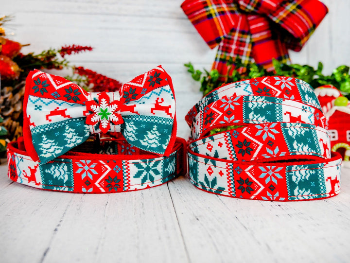 Christmas dog collar bow tie/ boy snowflake collar