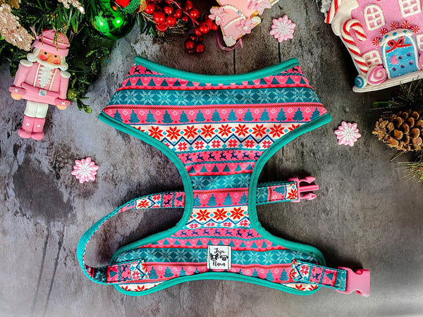 Christmas dog harness - Pink Ugly sweater