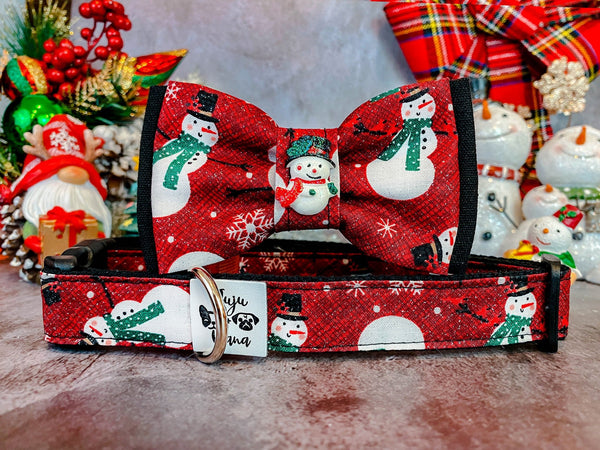Christmas dog collar bow tie - snowman