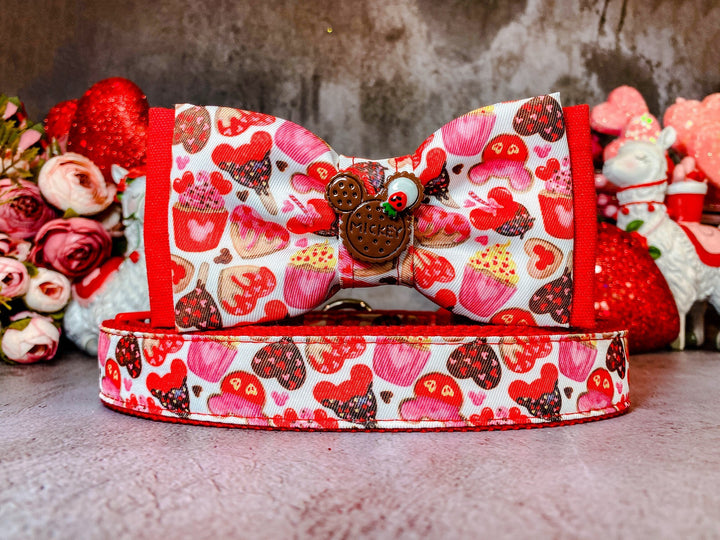 valentine dog collar with bow tie - Cupcakes