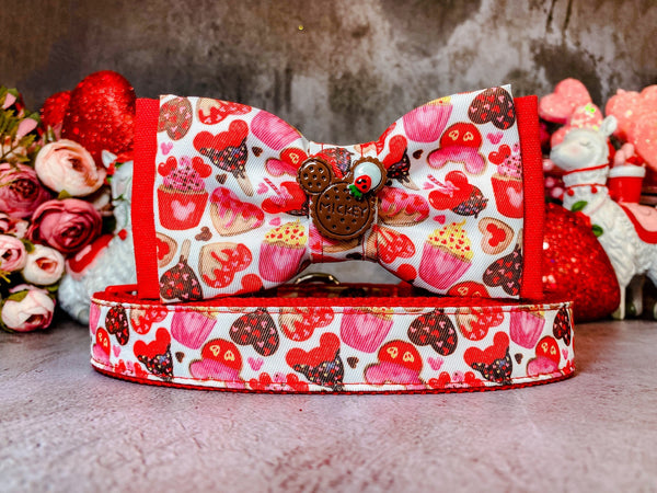 valentine dog collar with bow tie - Cupcakes