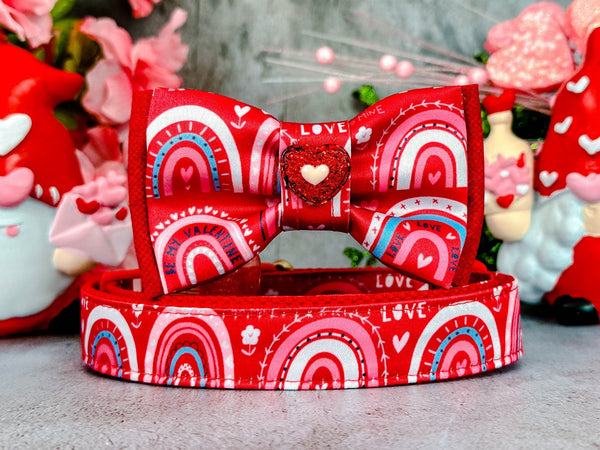 Valentine's Day rainbow dog collar bow tie/ boy cute dog collar