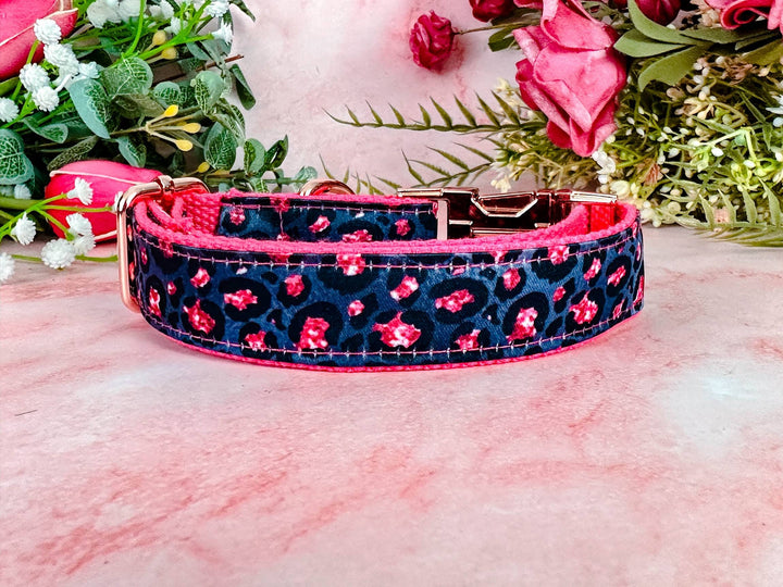 Leopard girl dog collar/ cheetah pink dog collar/ black female dog collar/ small large dog collar/ puppy fabric collar/ female dog collar