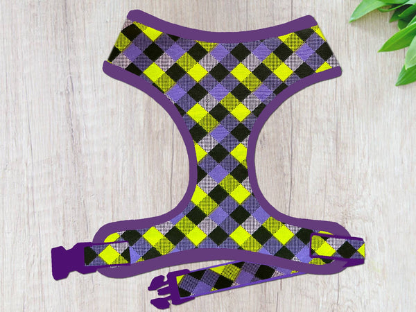 Halloween Dog harness - Purple Green Plaid