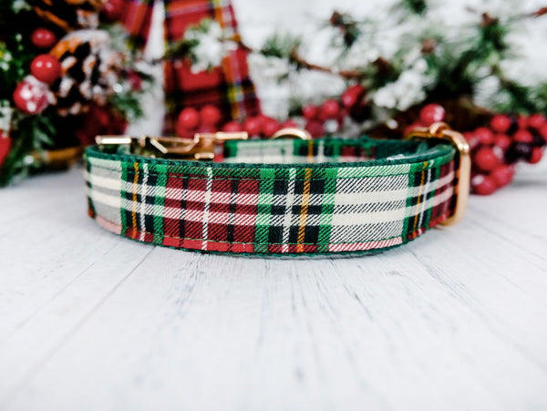 Christmas dog collar - lodge Plaid