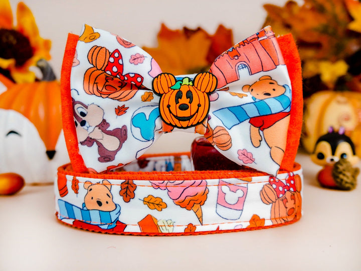 Dog collar with bow tie - Autumn characters