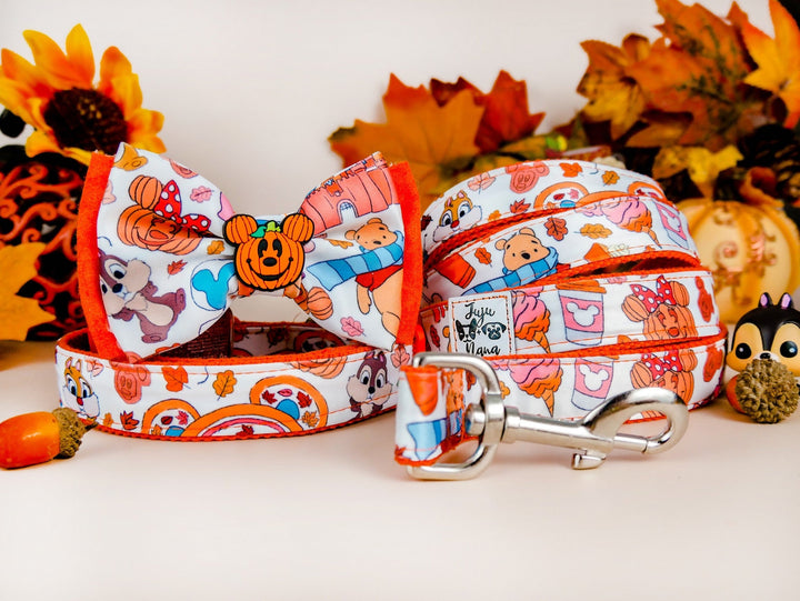 Dog collar with bow tie - Autumn characters