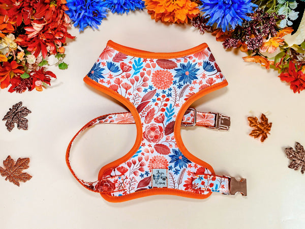Dog harness - Fall and harvest flowers