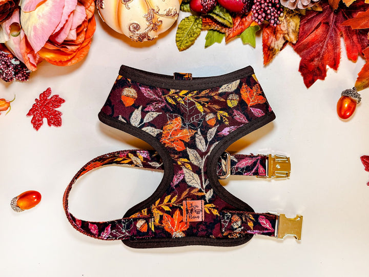 Fall floral dog harness vest/ girl autumn dog harness
