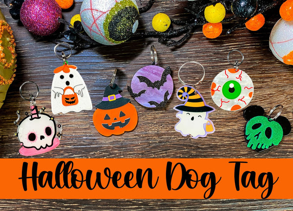 Halloween resin acrylic dog tag
