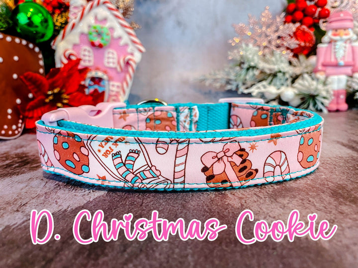 Pink Christmas dog collar