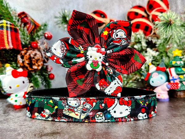 Christmas dog collar with flower - Kawaii Cat