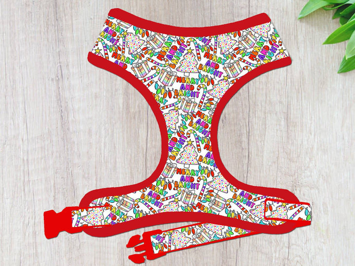 Rainbow Christmas tree dog harness vest/Christmas candy gift dog harness