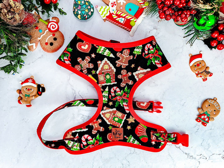 Christmas dog harness - glitter gingerbread