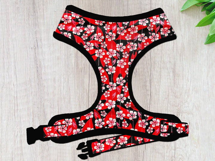 Japanese floral dog harness vest/ kimono flower dog harness/ cherry blossom dog harness/ girl female dog harness/ medium small dog harness